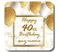 Customise Your Own Personalised Square Pulp Board Beer Mats - Pack of 6 Gold - 40th Birthday Party Gift Idea