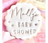 Customised Baby Shower Name Fondant Stamp Embosser, fits M&S Biscuits Cookies Personalised to Any Name Reusable Cake Decorating Tool for Cupcakes Biscuits Cookies Marks and Spencers with Free Cutter
