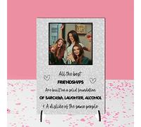 Customised Best Friend Freestanding Plaque - Personalised Photo Friendship Sign - Unique Best Friend Gift - Cherish Memories Forever (Mdf Wood A5 21cm x 15cm, Alcohol)