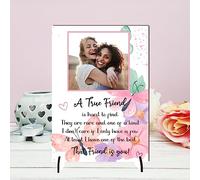Customised Best Friend Freestanding Plaque - Personalised Photo Friendship Sign - Unique Best Friend Gift - Cherish Memories Forever (Mdf Wood A5 21cm x 15cm, True Friend)