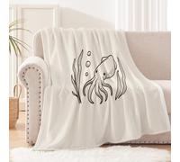 customised blanket 150x200 cm Black And White Line Octopus ice cooling blanket Warm Cozy Polyester Throw for Sofa Bed Office Travel, Lightweight Fleece, Also for Pets EM2130-271