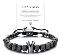 Customised Crown Bracelet, To My Man - Straighten Your Crown Bracelet Gift Set, Adjustable Stainless Steel Crown Bracelets,For Boyfriend/Father, Stainless Steel, no gemstone