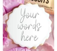 Customised Fondant Stamp Embosser, fits M&S Biscuits Cookies Personalised to Any 3 Words of Your Choice Birthday Wedding Hen Party Baby Shower Marks and Spencers with Free Cutter