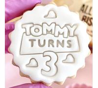 Customised Fondant Stamp Embosser, fits M&S Biscuits Cookies Personalised to Any Name and Age Birthday Toy Story Party Favours Marks and Spencers with Free Cutter