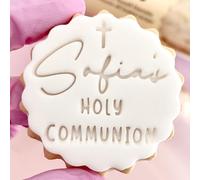 Customised Fondant Stamp Embosser, fits M&S Butter Biscuits Cookies Personalised to Any Name First holy Communion Christening Birthday Party Stencil Marks and Spencers with Free Cutter