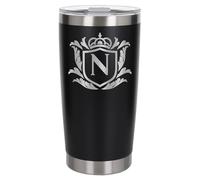 Customised Gifts 500ml Engraved Shield Initial Monogram Insulated Personalised Black Travel Mug for Men and Women - Personalised Initial Coffee Travel Mug for Hot and Cold Beverages, Letter N
