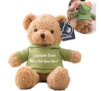 Customised Gifts for Women/Men Teddy Bear with Name/Custom Text, Personalised Teddy Bear with Hoodie for Family/Friends, Impressive Gifts for Christmas/Valentines Day/Birthday (12 IN-Green)