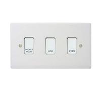 Customised Grid Switch Kitchen Control Panel - 3 Gang (White)