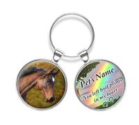 Customised Horse Photo Keyring Hoof Prints In My Heart Double Keychain Personalised Pet Memorial Gift R484