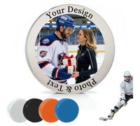 Customised Ice Hockey Puck - Solid Rubber, Durable & Wear-Resistant - Personalised with Team Name/Logo/Text - Ideal for Training, Match & Gift for Players, Fans, Clubs (White)
