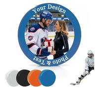 Customised Ice Hockey Puck - Solid Rubber, Durable & Wear-Resistant - Personalised with Team Name/Logo/Text - Ideal for Training, Match & Gift for Players, Fans, Clubs (Blue)