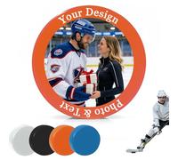 Customised Ice Hockey Puck - Solid Rubber, Durable & Wear-Resistant - Personalised with Team Name/Logo/Text - Ideal for Training, Match & Gift for Players, Fans, Clubs (Orange)