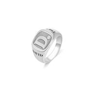 Customised Initial Ring with Side Engravings - Sterling Silver 925 Personalised Name, Year, Letter Rings with Dot - Ideal Father's Day, Birthday Gifts for Men, Women, Boys, Boyfriends, Dad