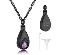 Customised June Birthstone Ash Necklace for Women, Personalised Light Purple Alexandrite Charm Urn for Ashes Keepsake Jewelry for Her