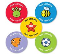 Customised Mixed Image Teacher Reward Stickers. A Unique Set of Images on Colourful Backgrounds from The Sticker Factory. Just add Your Message and Make Them Personal.