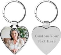 Customised Mothers Day Gifts Double Sided Custom Heart Keyrings with Picture Personalised Engraving Text Photo Keychain Gifts for Mom From Daughter Son heart One Size