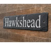 Customised Natural Slate House Sign 45cm x 10cm - Traditional Rustic | Engraved slate plaque for outdoor walls, gates and entrances. Personalised British made house sign.