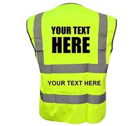 Customised/Personalised Hi vis-viz vest/waistcoat EN471class2 Printed safety high visibility vest with your text or logo (Large, Yellow)
