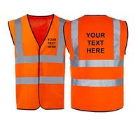 Customised/Personalised Hi vis-viz vest/waistcoat Printed safety high visibility vest with your text (Small, Hi-Viz Orange (Print on Front&Back))