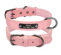 Customised Pet ID Tag Collar Personalised Adjustable Leather Dog Training Collar For Bulldogs Shiba Inus Labradors,A,M
