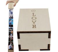 Customised Photo Storage Box, with 8 Pictures & 1 Text, Custom Pop Out Photo Album, Memory Token Box Surprise Explosion Box, Personalized Keepsake or Decoration Gift for Couple Families Friends (B)