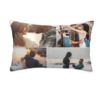 Customised Pillowcase Double Sided with Photos Collage, Custom Cushion Covers with Picture Logo Print Word Text for Home Business Decoration Personalised Gifts for Mum Dad Birthday Wedding Christmas