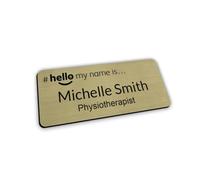 Customised Print Hello My Name is Badge Brushed Gold/Black 76 x 32 mm Dementia Friendly Doctor Student Doctor GP Healthcare Assistant Nurse Practitioner Clinical Medical