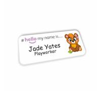 Customised Print Hello My Name is Badge Cute Bear Design 76 x 32 mm Student Doctor GP Healthcare Assistant Nurse Practitioner Clinical Medical