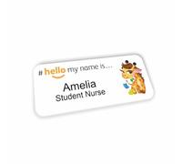 Customised Print Hello My Name is badge Cute Giraffe Design 76 x 32 mm Student Doctor GP Healthcare Assistant Nurse Practitioner Clinical Medical