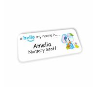 Customised Print Hello My Name is Badge Cute Rabbit Design 76 x 32 mm Student Doctor GP Healthcare Assistant Nurse Practitioner Clinical Medical