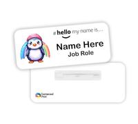 Customised Print Hello My Name is Badge Rainbow Penguin Design 03 Student Doctor Midwife NHS GP Healthcare Assistant Nurse Practitioner Clinical Medical 76 x 32 mm