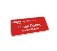 Customised Print Hello My Name is Badge Red With White Text 76 x 32 mm Doctor Student Doctor GP Healthcare Assistant Nurse Practitioner Clinical Medical