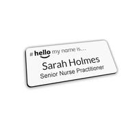 Customised Print Hello My Name is Badge White/Black 76 x 32 mm Dementia Friendly Doctor Student Doctor GP Healthcare Assistant Nurse Practitioner Clinical Medical