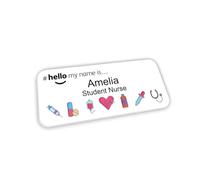 Customised Print Hello My Name is Badge White Medical Icons Design 76 x 32 mm Student Doctor GP Healthcare Assistant Nurse Practitioner Clinical Medical