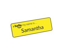 Customised Print Hello My Name is Badge Yellow/Black 76 x 25mm Large Bold Text Name Only Dementia Friendly Doctor Student Doctor GP Healthcare Assistant Nurse Practitioner Clinical Medical