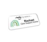 Customised Print Hello My Name is Green Boho Rainbow Name Badge 76 x 32 mm Student Doctor GP Healthcare Assistant Nurse Practitioner Clinical Medical