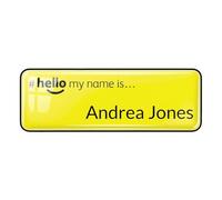 Customised Print - Resin Domed Coating, Hello My Name is Badge, Yellow/Black 76 x 25mm Right Aligned Name Only Text Doctor Student Doctor GP Healthcare Assistant Nurse Practitioner Clinical Medical