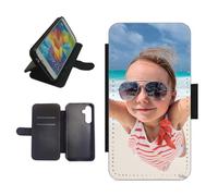 Customised-Printing For Samsung Galaxy A55 5G personalised phone case wallet flip case photo on the front panel cover Black