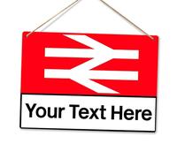 Customised Railway- Personalised Railway Sign | Printed Metal Wall Sign Plaque (Small - Twine, Clean Look)
