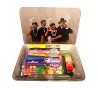 Customised Rapper Small Rolling Tray Bundle Made With Juicy Jay's King Size Slim Papers And Wise Skies Rolling Tips Rapper Tray With Magnetic Lid Gift Set Bundle