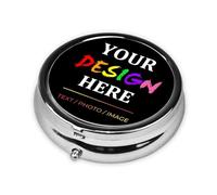 Customised Travel Pill Box with Picture/Text/Name, Personalised 3 Compartments Medicine Pill Case, Custom Metal Tablet Vitamin Holder Organizer for Purse Pocket Design Your Own Photo Pill Container