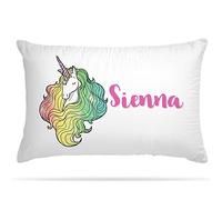 Customised Unicorn Rainbow Pillow Case Cushion Cover Personalised Gifts for Sleepover Party - Home Decor - Cute Room Decor & Birthday Decoration for Girls