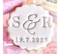 Customised Wedding Initials Fondant Stamp Embosser, fits M&S Biscuits Cookies Personalised to Any Date Reusable Cake Decorating Tool for Cupcakes Biscuits Cookies Marks and Spencers with Free Cutter