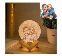 Customised with Picture Engraved with Stand,3D Moon Lamp Personalised Photo Custom Moon Light Lamp Personalised Gifts for Mother's Father's Day (16 Color,8cm)