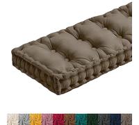 Customizable 10cm Thick Velvet Bench Cush with Handle Ideal for Indoor Window Seats & Outdoor Garden Louns Taupe Co (120x40x10cm)