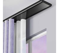 Customizable 2Layer CeilingMounted Room Divider SystemAdjustable Black Window & Balcony Rail (2.0m/6.6ft) for Stylish Space Separation