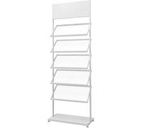 Customizable 5-Layer Tile Sample Display Rack, Large Format Marble Slab Holder for Trade Shows & Exhibitions, Sturdy Shelf - 18.5 Inch/47cm White