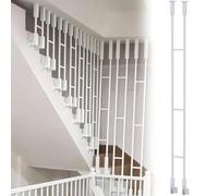 Customizable 68in White Iron Stair Balusters with Double Shoes Modern Spindle Railing Post Hollow Security Guardrail Pole (1 Pack)