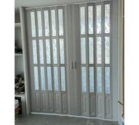 Customizable 75-95 Inch PVC Bifold Doors for Office Kitchen Living Room - White Sliding Room Divider with Handles & Screws (37x85in 94x216cm)