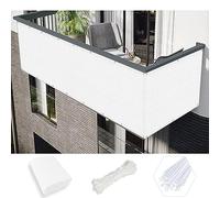 Customizable 85x1000 cm - White e Cloth with Grommets & Ties for Balcony Patio Terrace Outdoor Space - Ideal for Sun Protect & Det